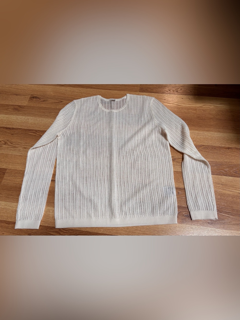 Uniqlo Cream Cable Knit Wool Acrylic Blend Long Sleeve Mesh Top Women’s Small